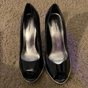 Black and silver high heels